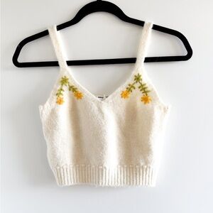 Mango Cream Knit Floral Tank